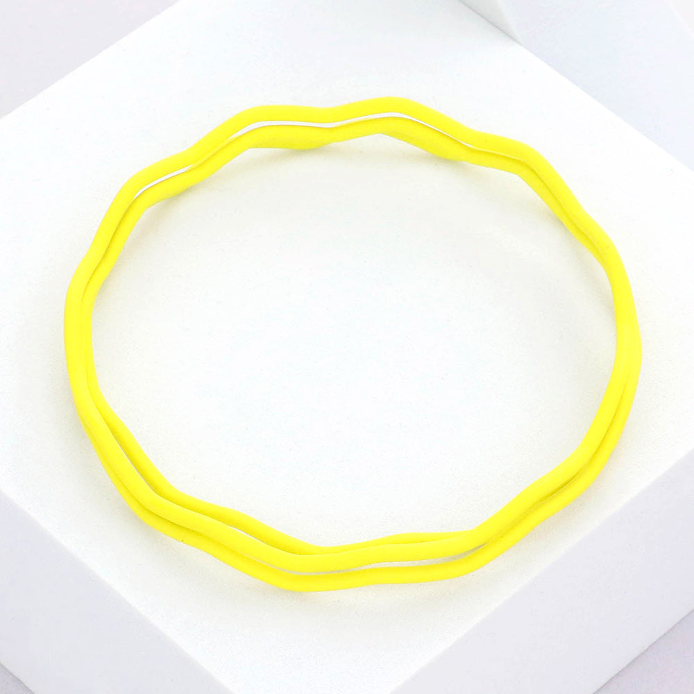 Madeline Love Yellow 3PCS - Zigzag Chevron Wavy Bangle Bracelets