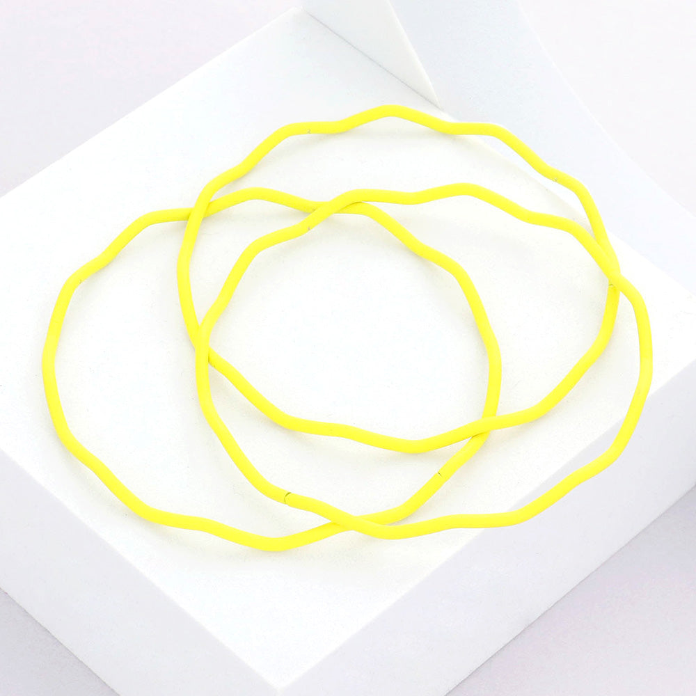Madeline Love Yellow 3PCS - Zigzag Chevron Wavy Bangle Bracelets - desc
