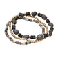 Madeline Love Black, Gold 3PCS - Resin Pebble Metal Ball Beaded Stretch Multi Layered Bracelets - desc