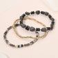 Madeline Love Black, Gold 3PCS - Resin Pebble Metal Ball Beaded Stretch Multi Layered Bracelets - extra