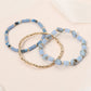 Madeline Love Blue, Gold 3PCS - Resin Pebble Metal Ball Beaded Stretch Multi Layered Bracelets - extra