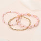 Madeline Love Gold, Pink 3PCS - Resin Pebble Metal Ball Beaded Stretch Multi Layered Bracelets - extra