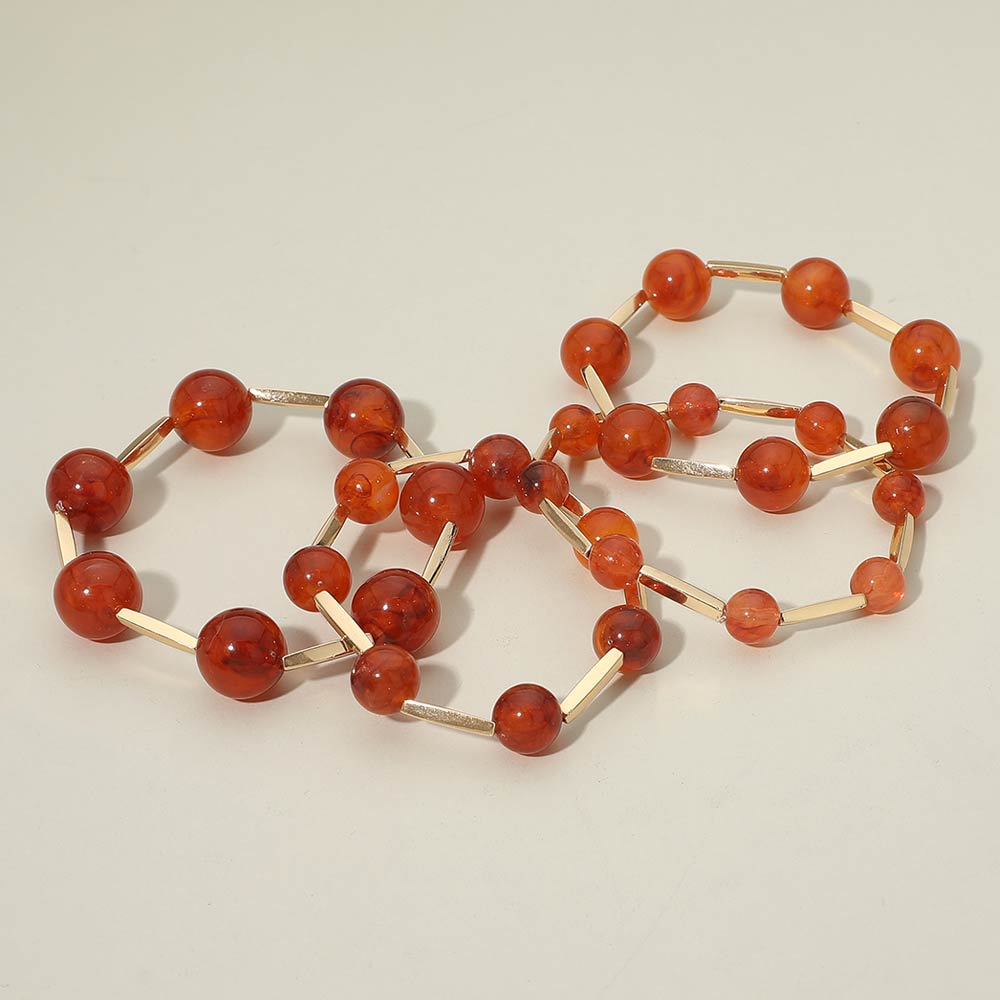 Madeline Love Tortoise 4PCS - Round Ball Metal Bar Beaded Stretch Multi Layered Bracelets - extra