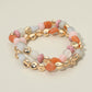 Madeline Love Pink 2PCS - Multicolor Pebble Beaded Stretch Multi Layered Bracelets