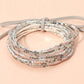 Madeline Love Brown, Dust Pink, Silver Ribbon Colorful Rhinestone Layered Stretch Bracelets