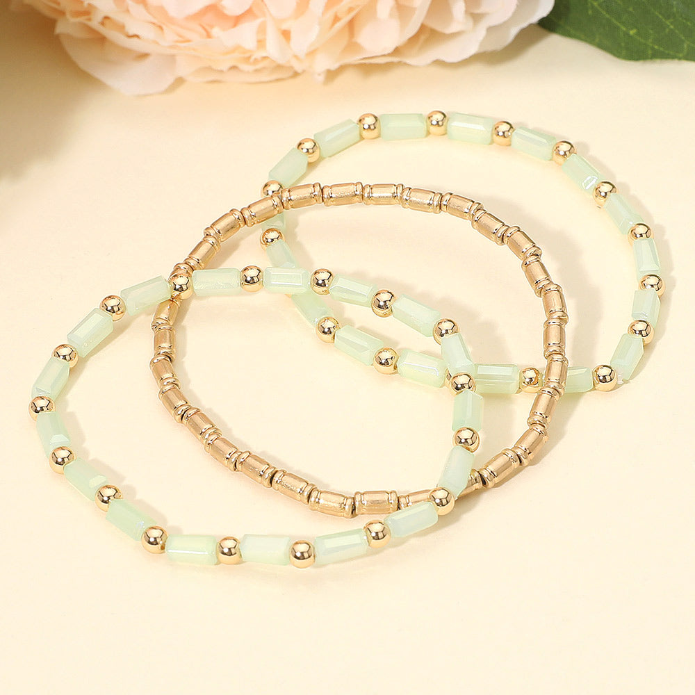 Madeline Love Mint 3PCS - Faceted Tube Beaded Stretch Multi Layered Bracelets - extra