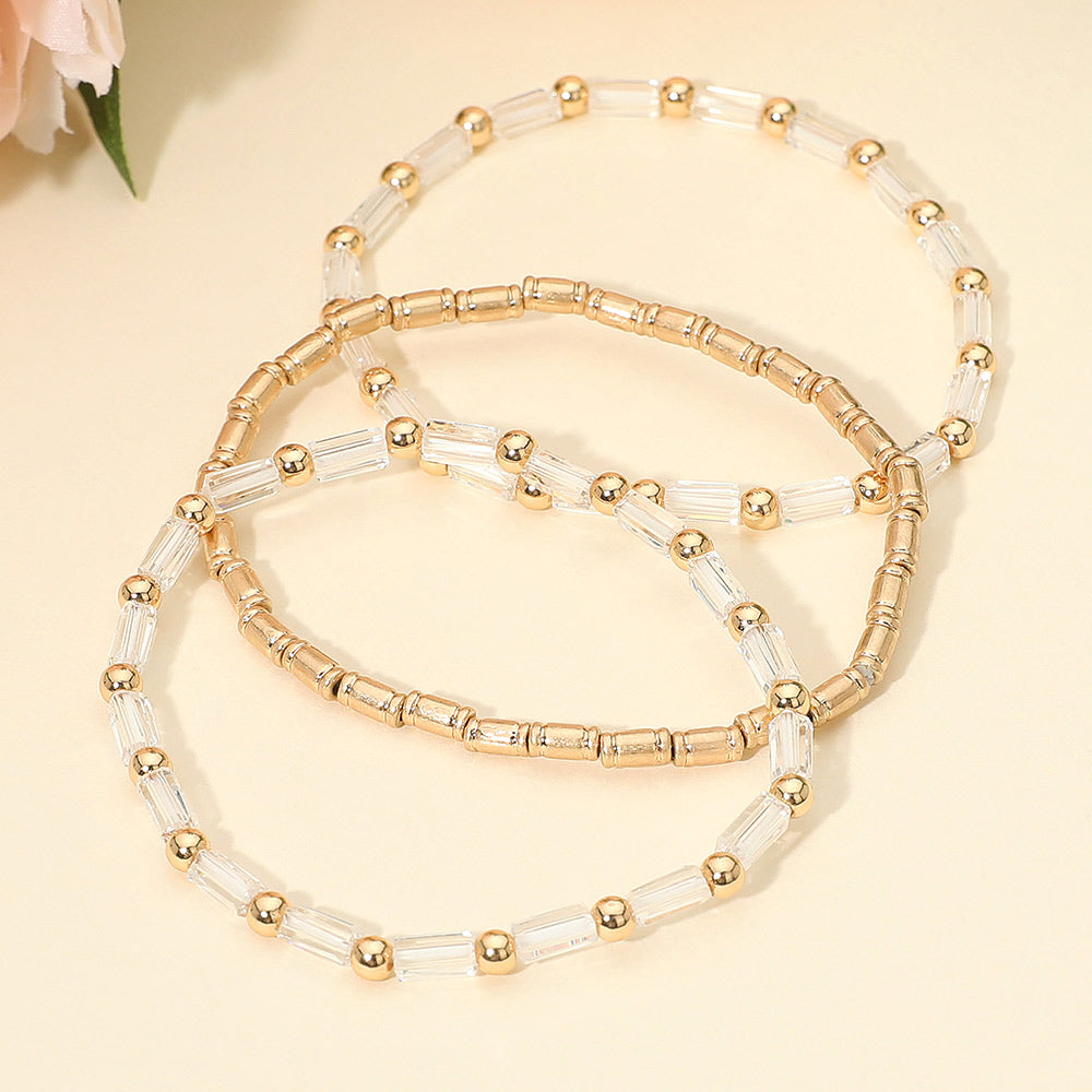 Madeline Love Clear 3PCS - Faceted Tube Beaded Stretch Multi Layered Bracelets - extra