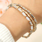 Madeline Love Gray, Light 3PCS - Faceted Tube Beaded Stretch Multi Layered Bracelets