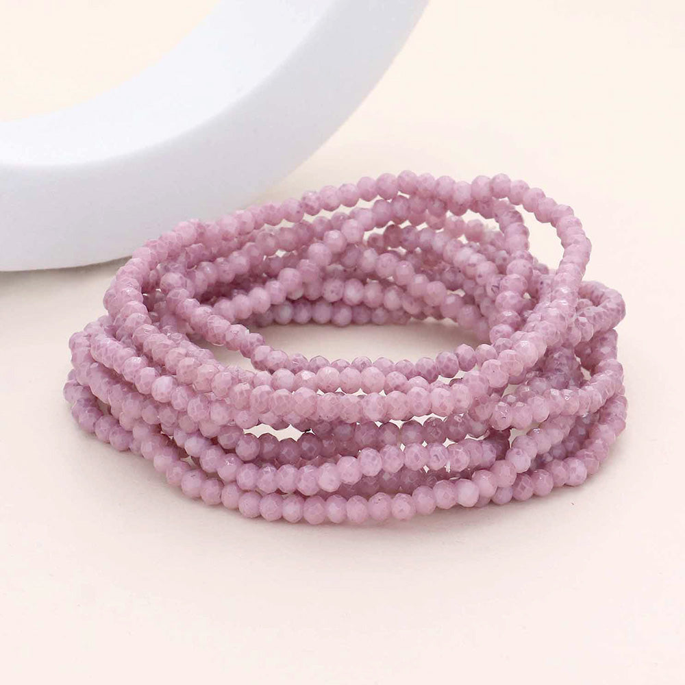 Madeline Love Purple 10PCS - Faceted Beaded Multi Layered Stretch Bracelets