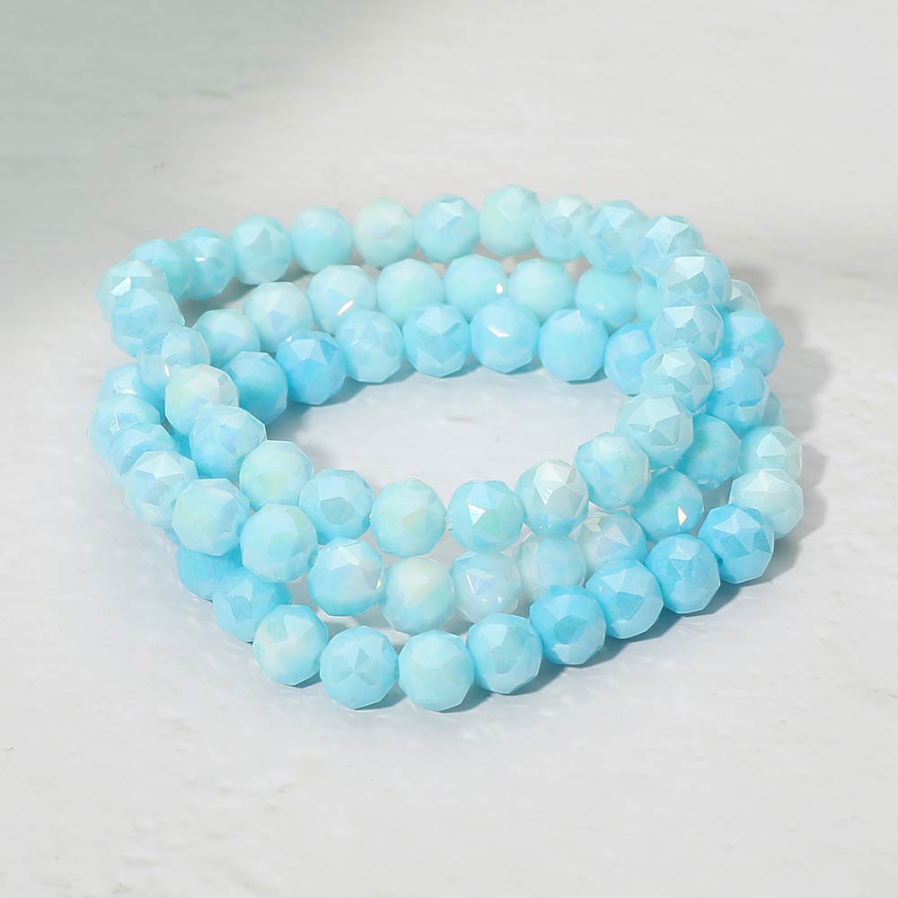 Madeline Love Blue 3PCS - Faceted Beaded Stretch Multi Layered Bracelets
