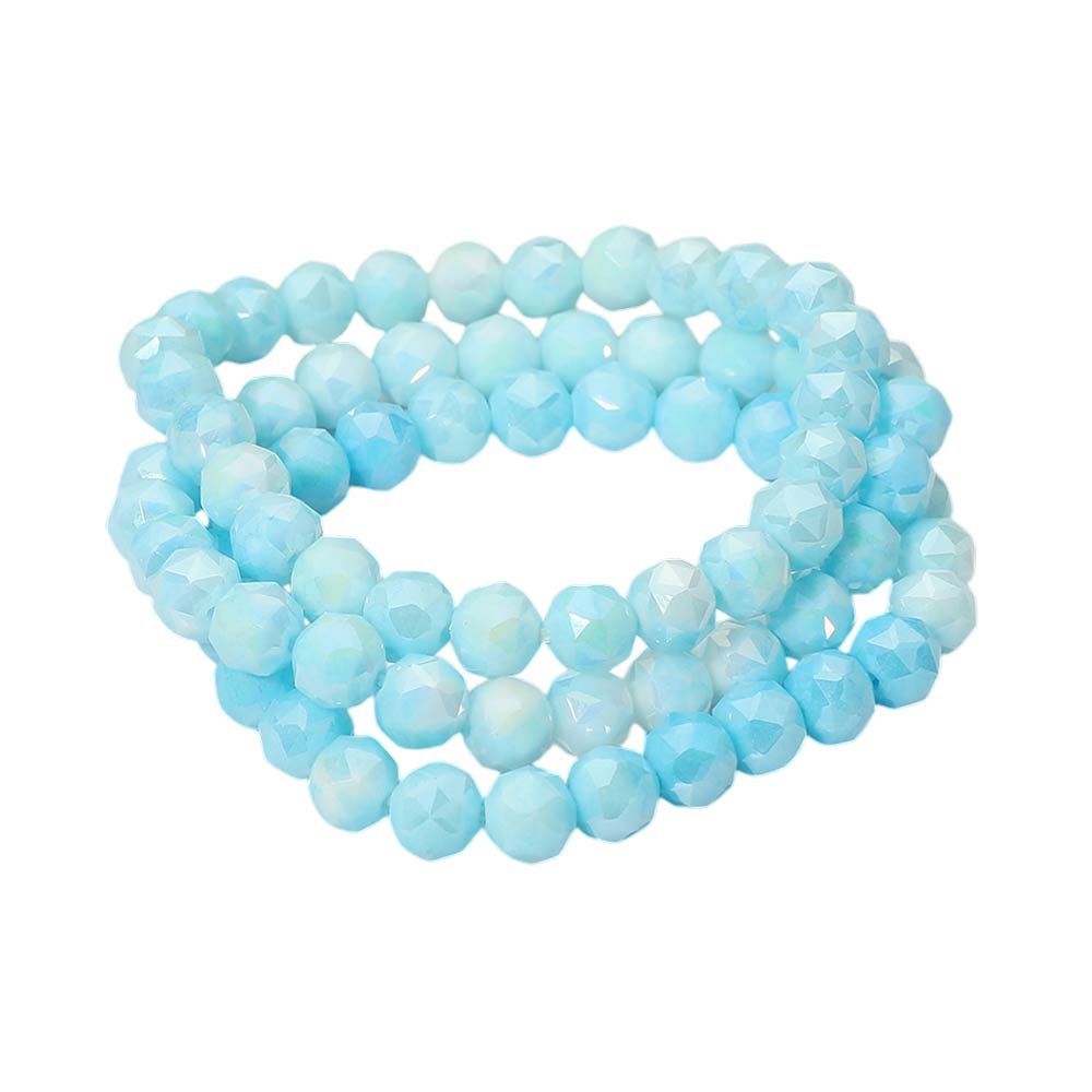 Madeline Love Blue 3PCS - Faceted Beaded Stretch Multi Layered Bracelets - desc