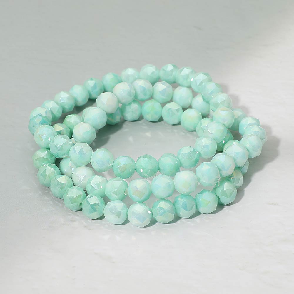 Madeline Love Mint 3PCS - Faceted Beaded Stretch Multi Layered Bracelets