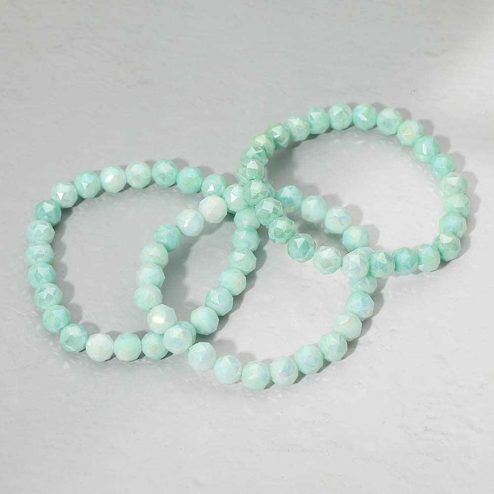 Madeline Love Mint 3PCS - Faceted Beaded Stretch Multi Layered Bracelets - extra