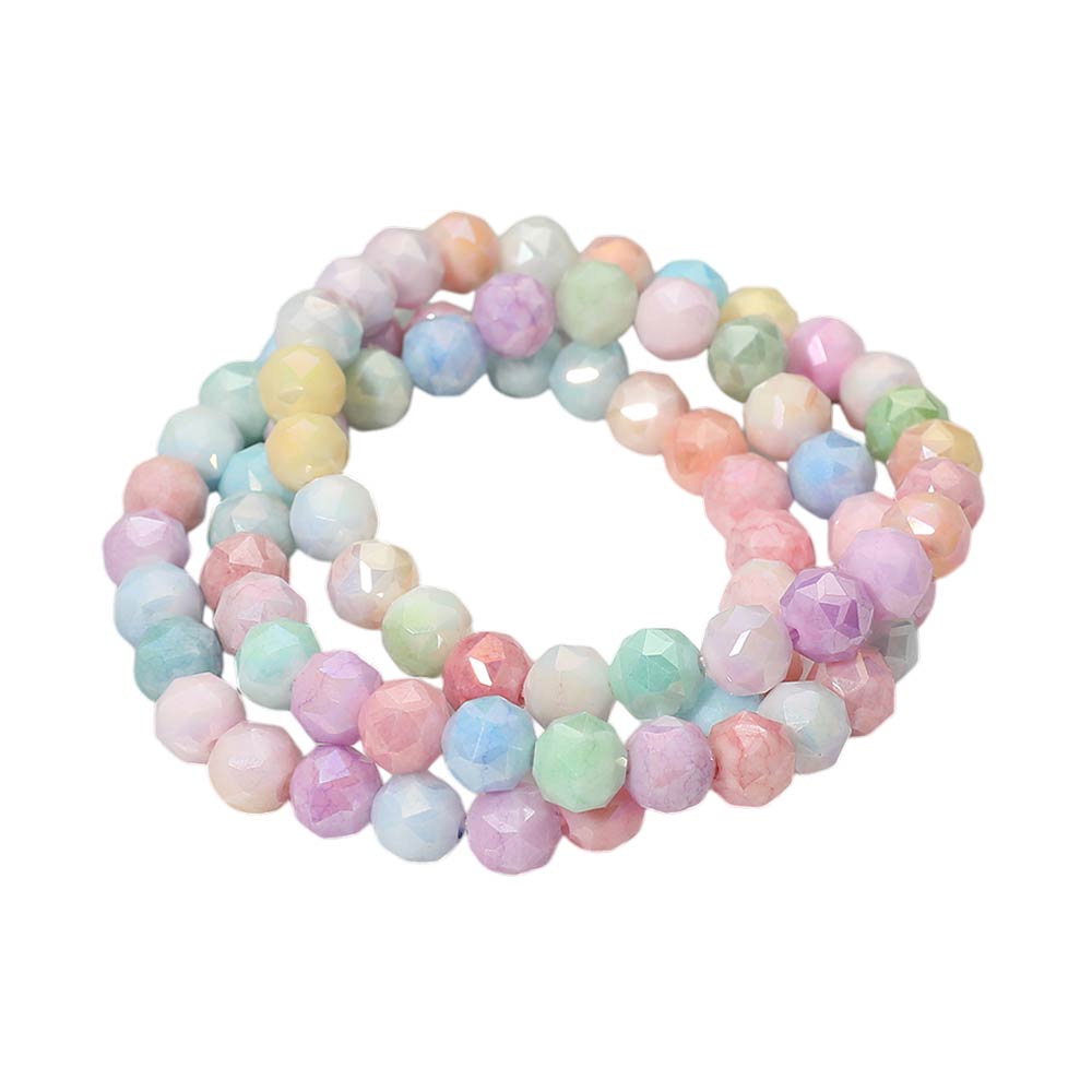 Madeline Love Multi 3PCS - Faceted Beaded Stretch Multi Layered Bracelets - desc