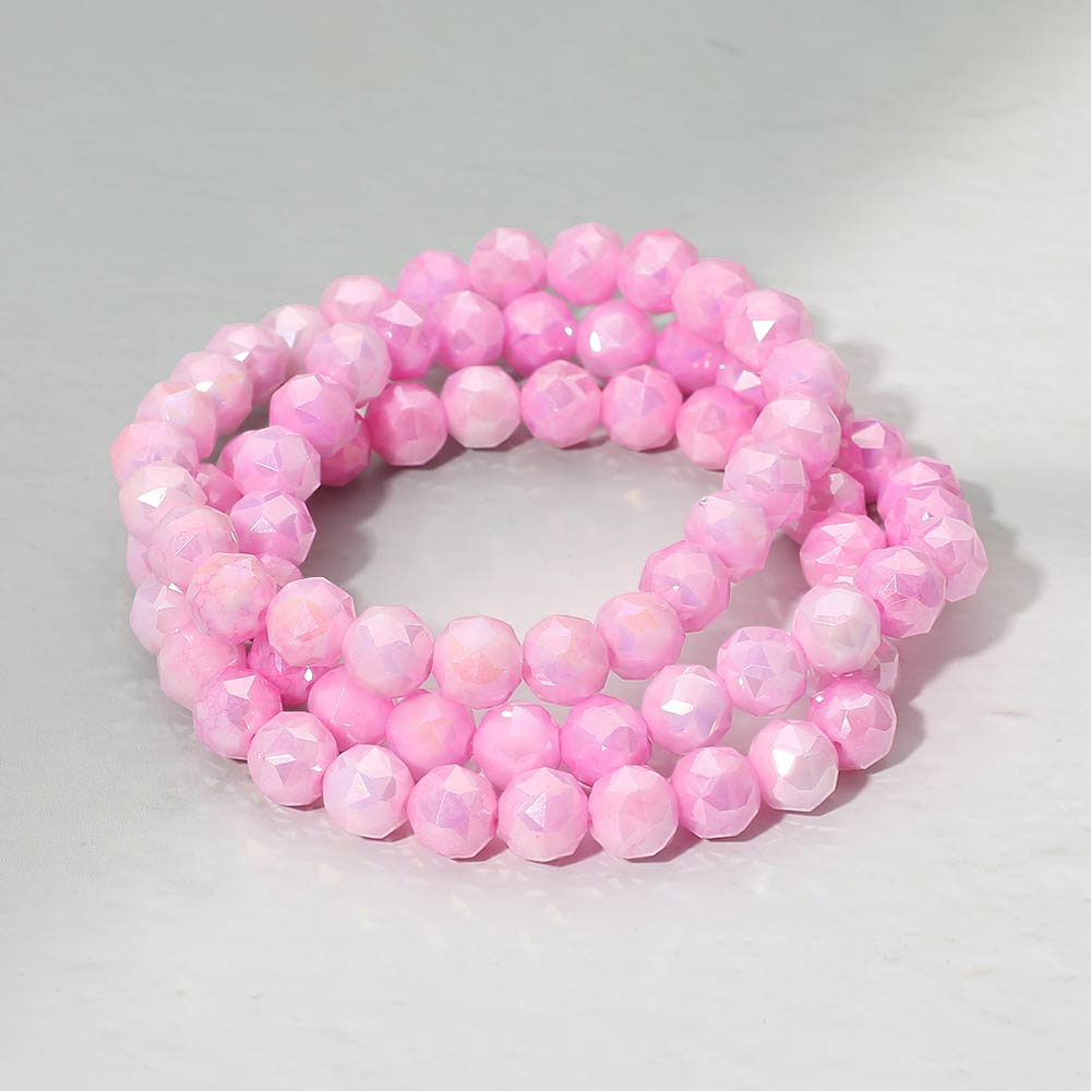 Madeline Love Pink 3PCS - Faceted Beaded Stretch Multi Layered Bracelets
