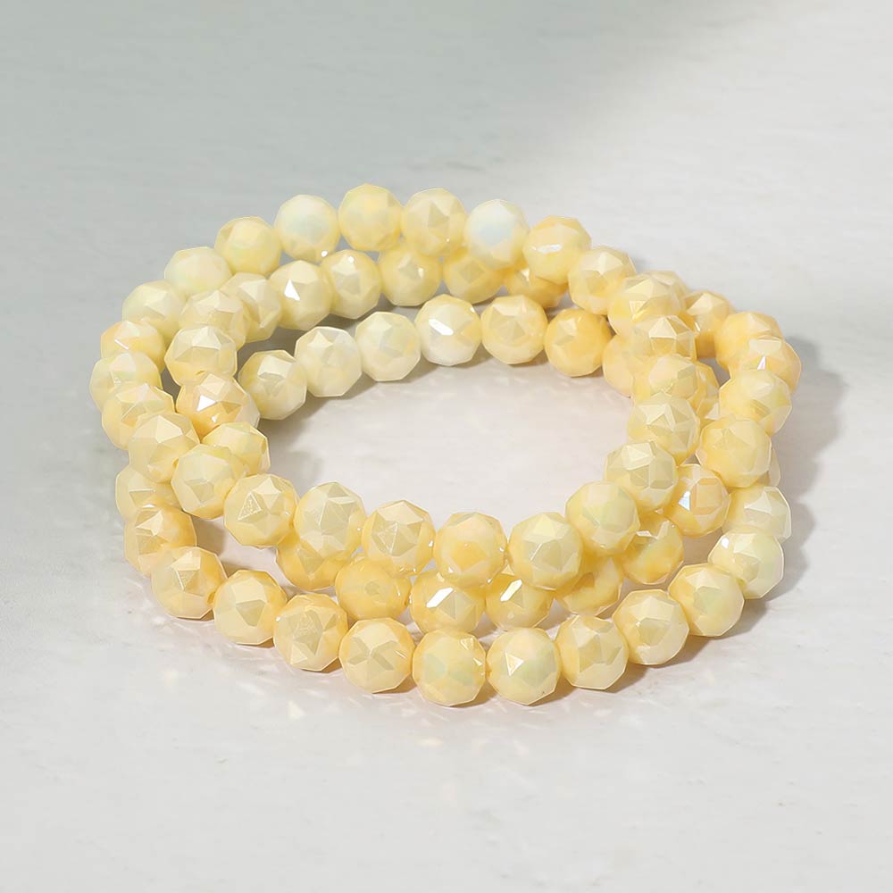 Madeline Love Yellow 3PCS - Faceted Beaded Stretch Multi Layered Bracelets
