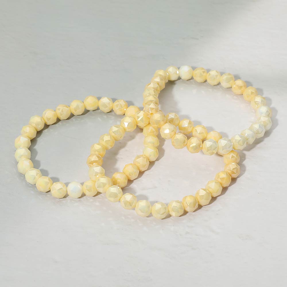 Madeline Love Yellow 3PCS - Faceted Beaded Stretch Multi Layered Bracelets - extra