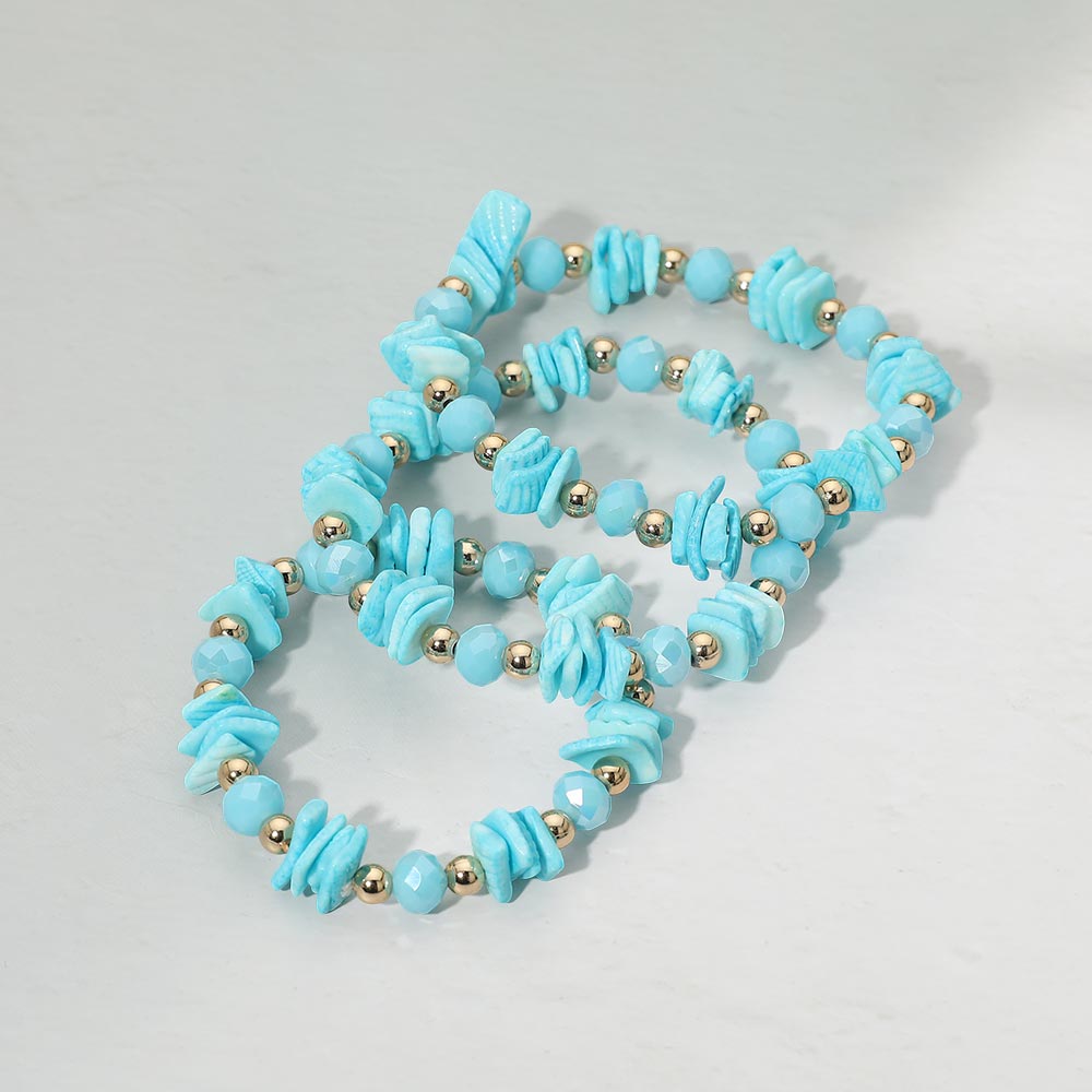Madeline Love Blue 3PCS - Boho Chip Beaded Stretch Multi Layered Bracelets - extra
