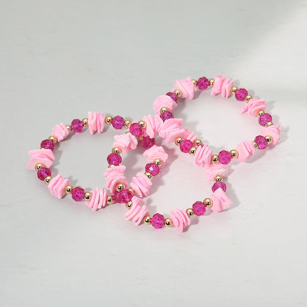 Madeline Love Fuchsia 3PCS - Boho Chip Beaded Stretch Multi Layered Bracelets - extra