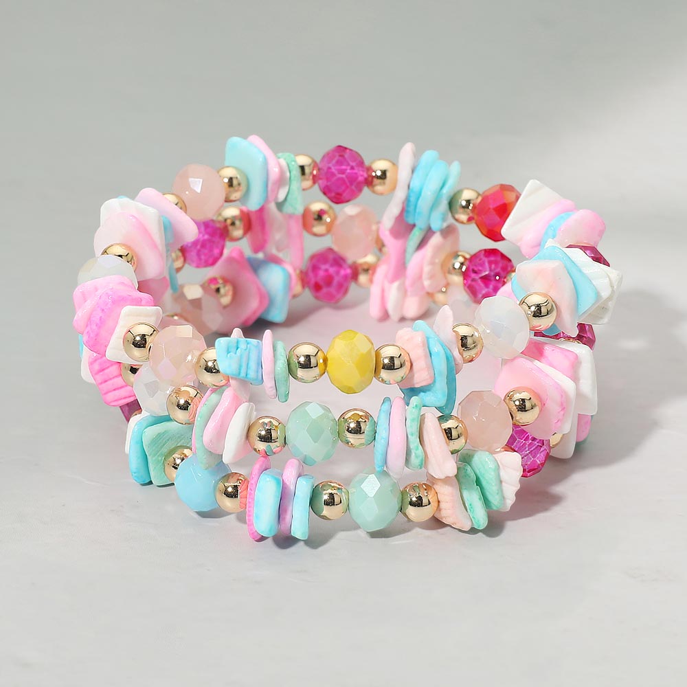 Madeline Love Multi 3PCS - Boho Chip Beaded Stretch Multi Layered Bracelets