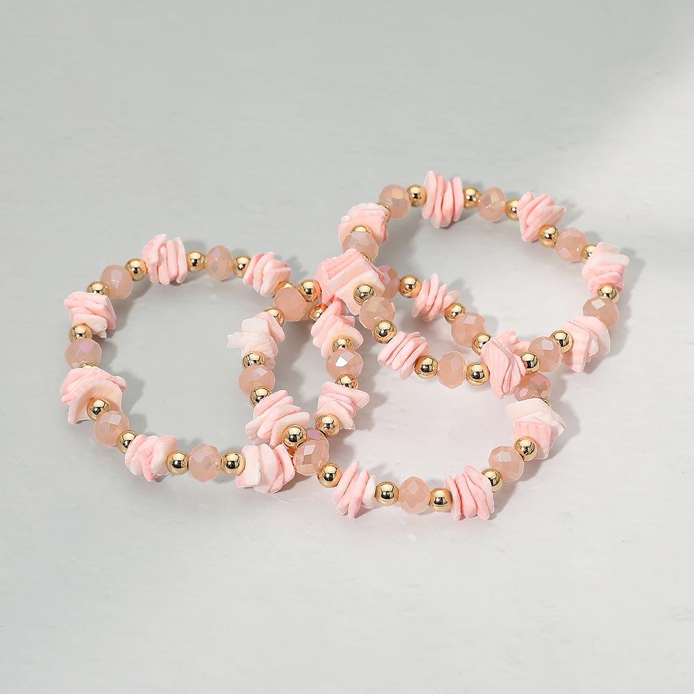 Madeline Love Pink 3PCS - Boho Chip Beaded Stretch Multi Layered Bracelets - extra