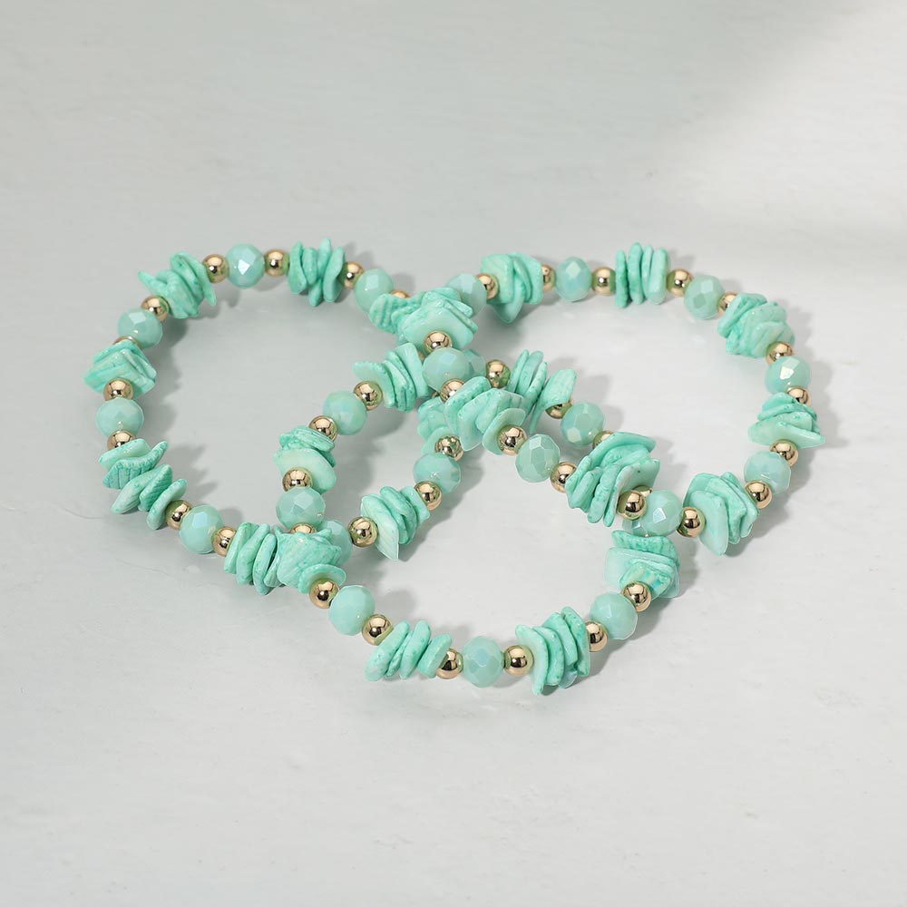 Madeline Love Turquoise 3PCS - Boho Chip Beaded Stretch Multi Layered Bracelets - extra