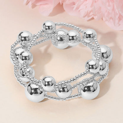 Madeline Love Rhodium Bold Metal Ball Beaded Stretch Multi Layered Bracelets