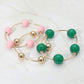 Madeline Love Pink&Green 3PCS - Bold Bubble Beaded Stretch Multi Layered Bracelets - extra