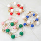 Madeline Love Pink&Green 3PCS - Bold Bubble Beaded Stretch Multi Layered Bracelets - extra