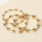 Madeline Love Gold 3PCS - Metal Ball Bar Beaded Stretch Multi Layered Bracelets - desc