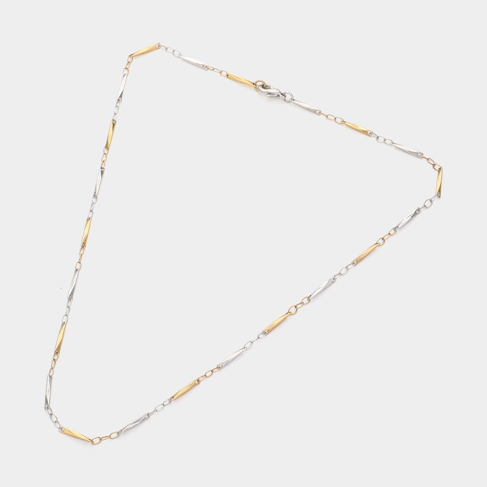 Madeline Love Gold, Silver Two Tone Metal Bracelet & Necklace Jewelry Set - Necklaces - desc