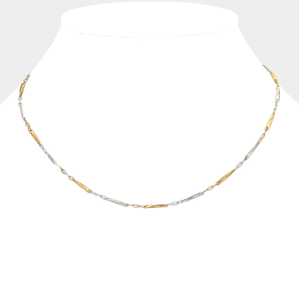 Madeline Love Gold, Silver Two Tone Metal Bracelet & Necklace Jewelry Set - Necklaces - extra