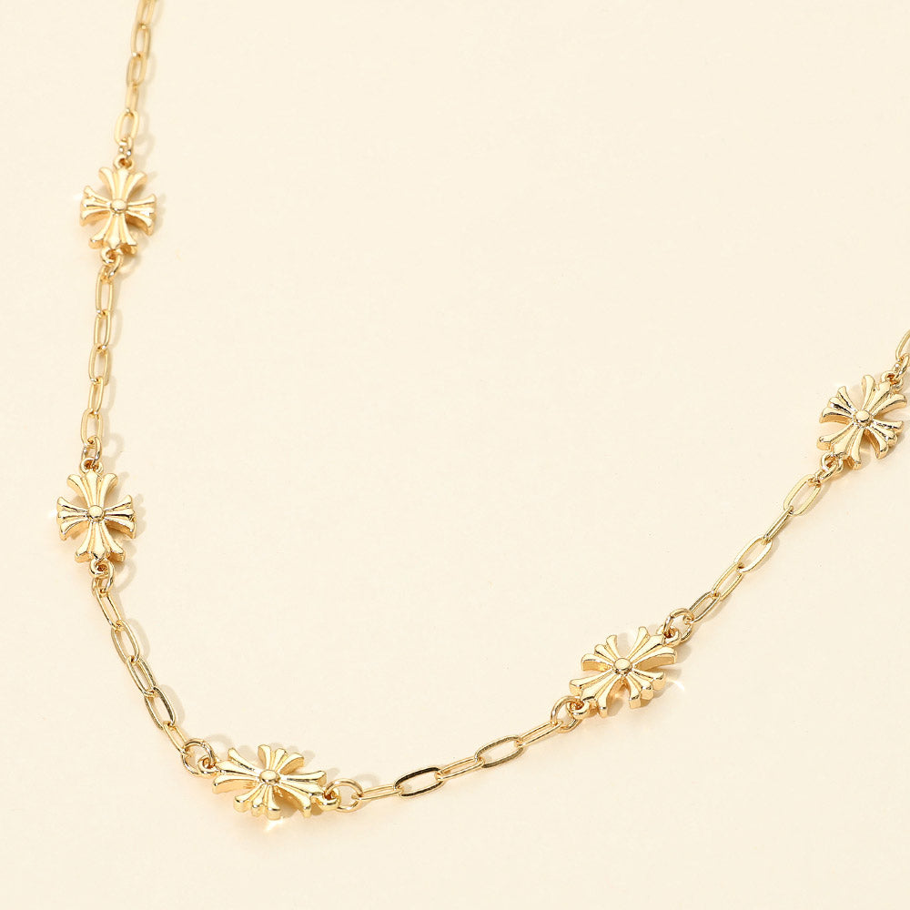 Madeline Love Gold Metal Cross Charm Link Chain Necklace