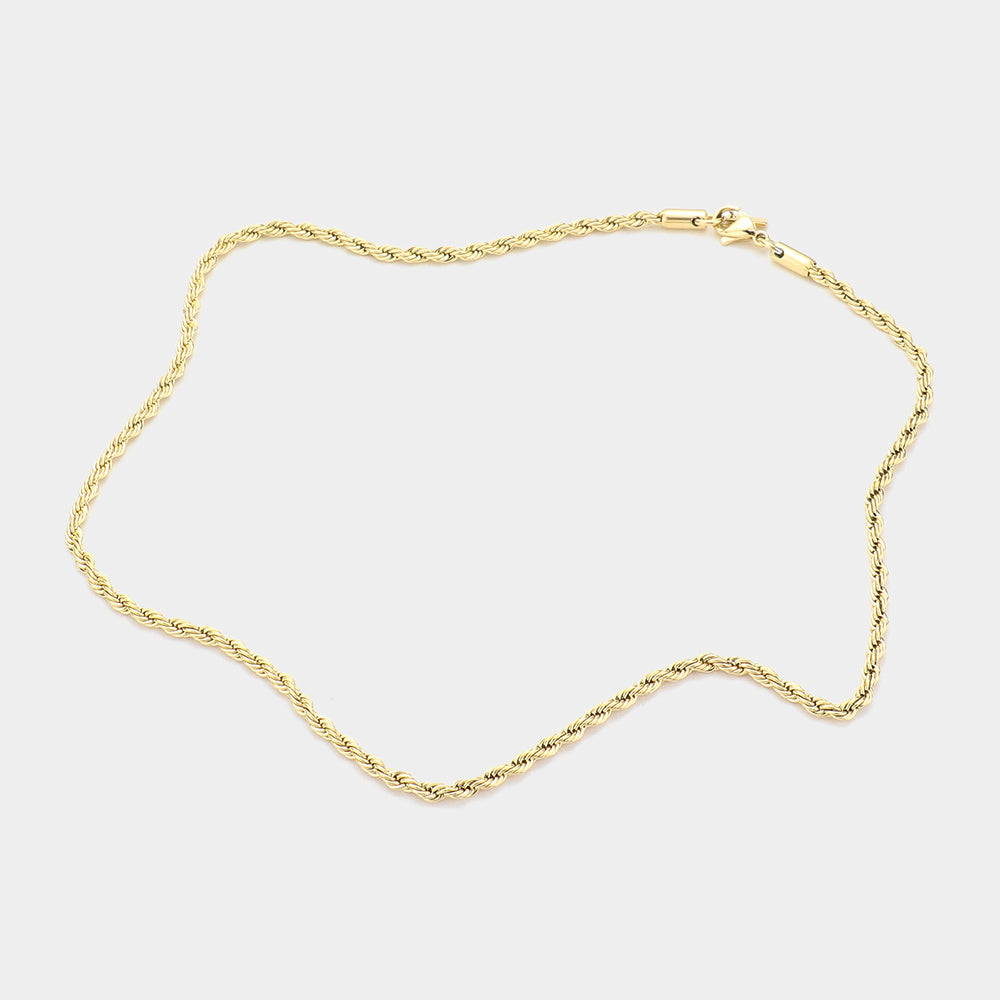 Madeline Love Gold 16 INCH, 3mm Stainless Steel Rope Chain Necklace - Necklaces - extra