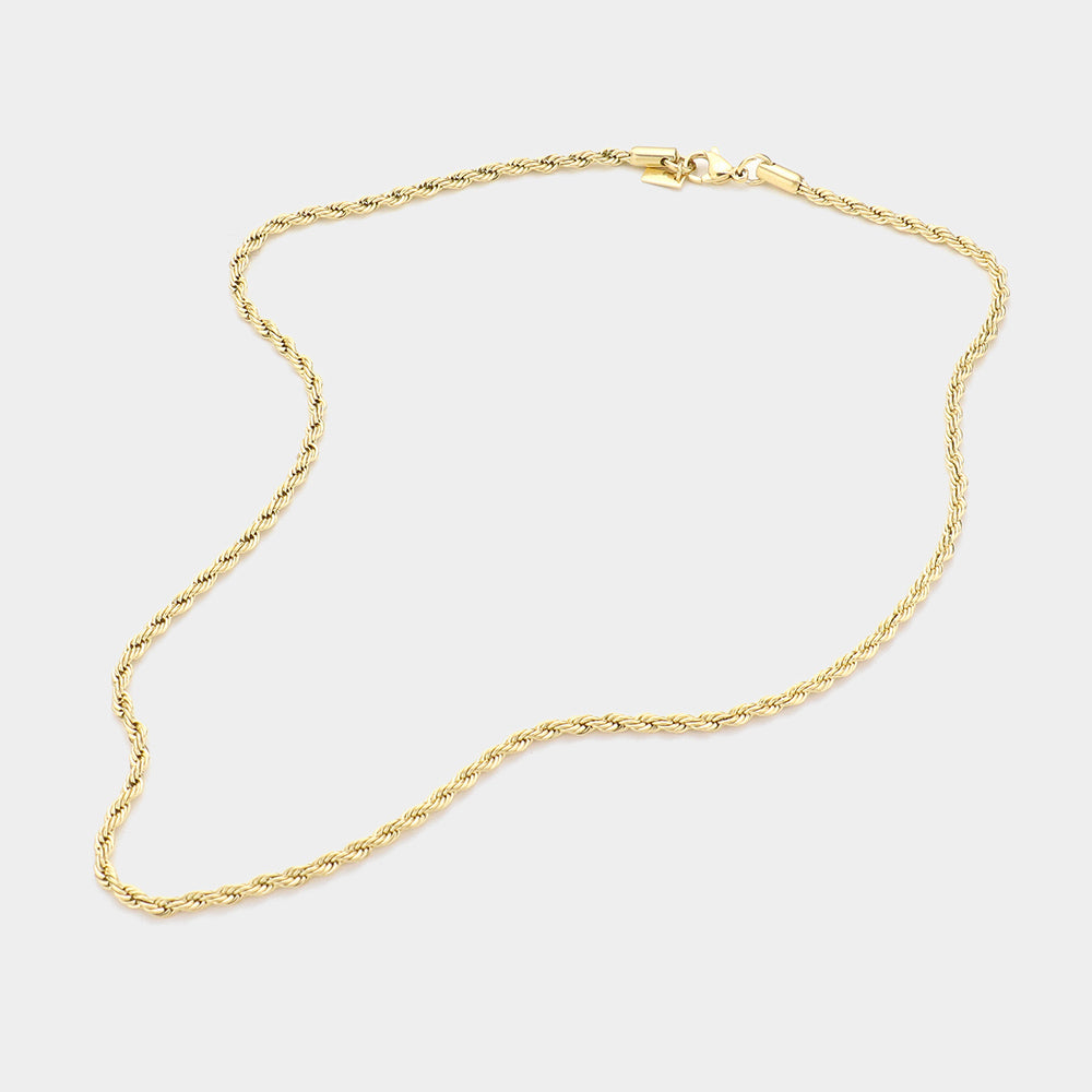 Madeline Love Gold 18 INCH, 3mm Stainless Steel Rope Chain Necklace - Necklaces - extra