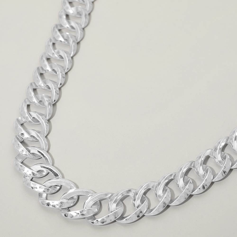 Madeline Love Worn Silver Bold Chunky Chain Necklace - Necklaces