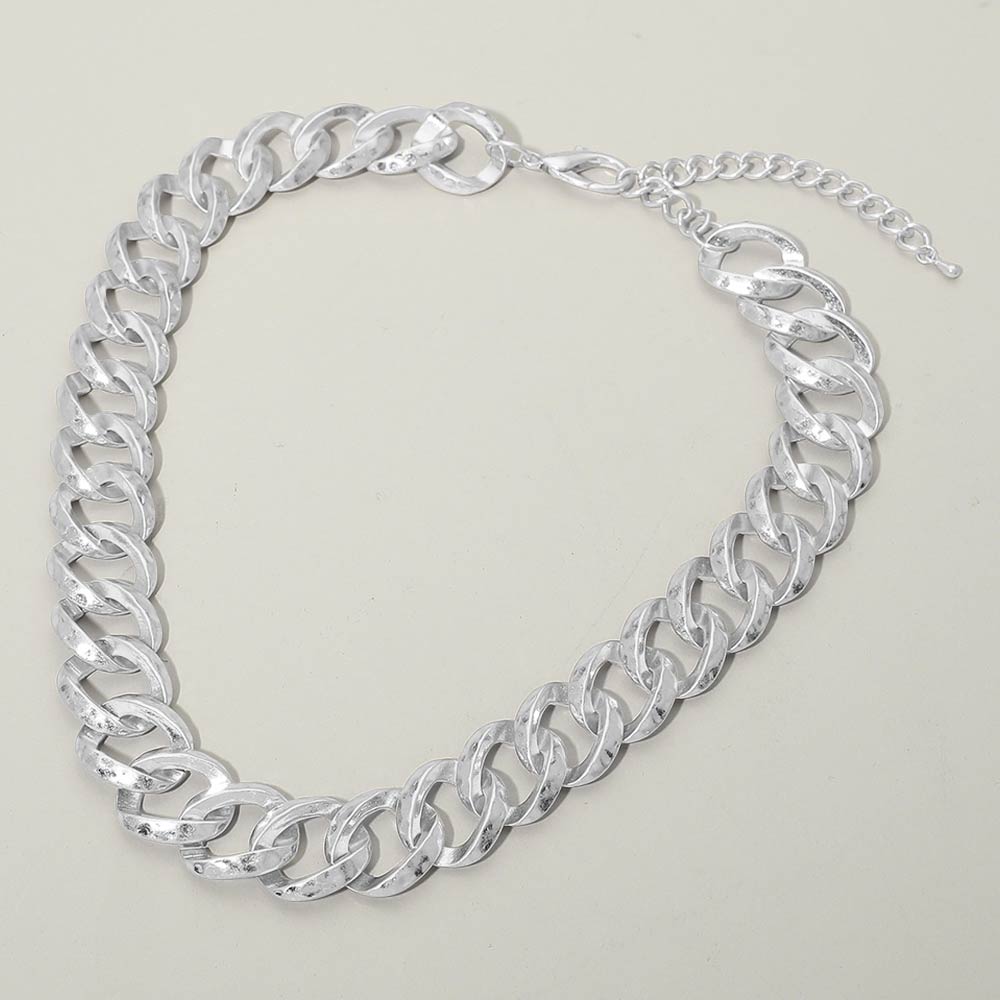 Madeline Love Worn Silver Bold Chunky Chain Necklace - Necklaces - extra