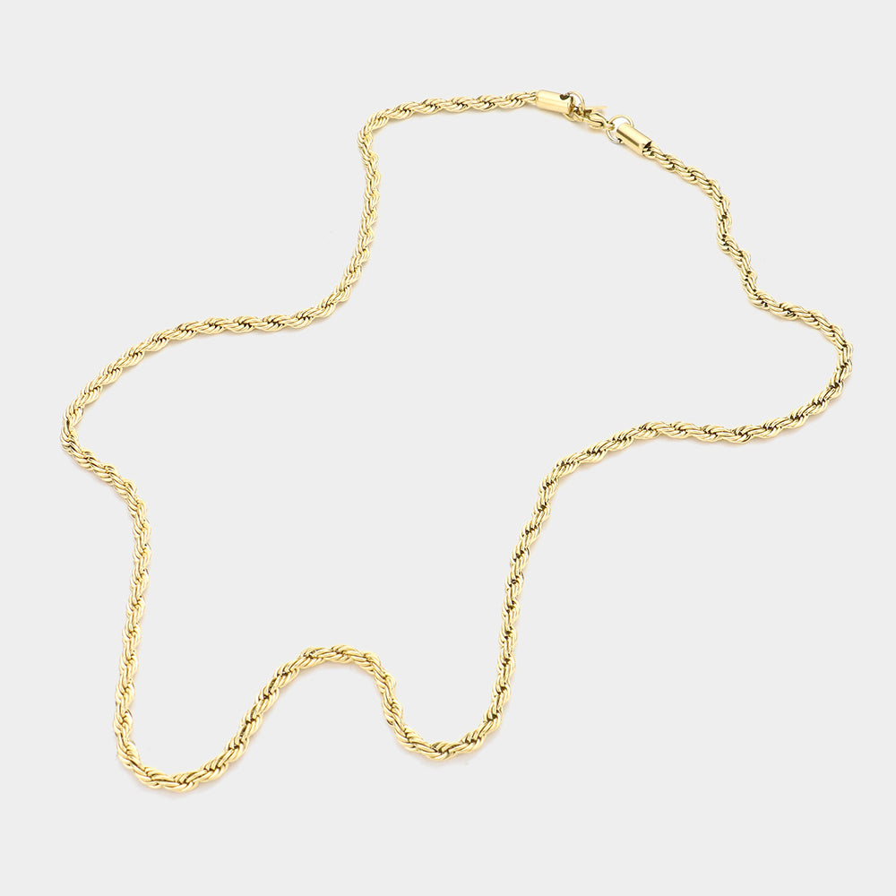 Madeline Love Gold 24 INCH, 4mm Stainless Steel Rope Chain Necklace - Necklaces - extra