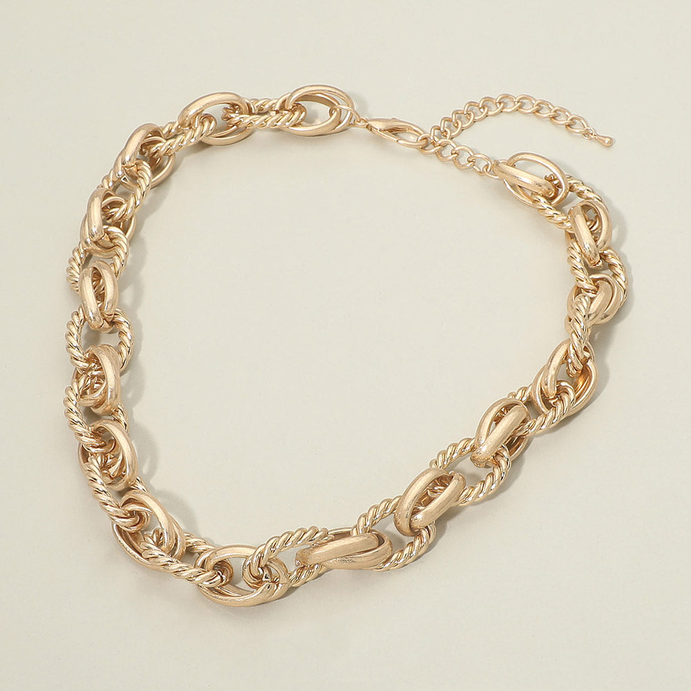 Madeline Love Worn Gold Modern Bold Statement Link Chain Necklace