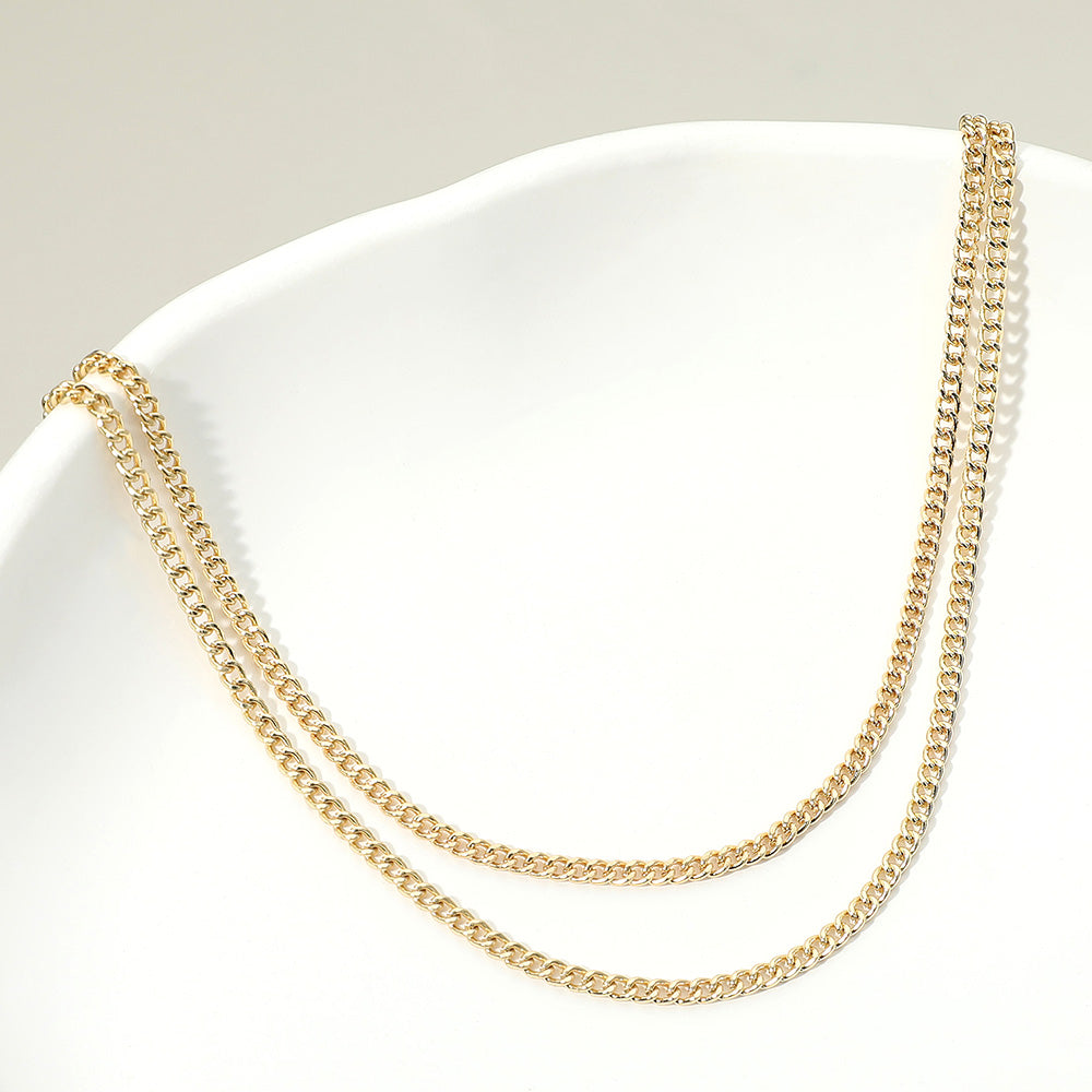 Madeline Love Gold Gold Dipped Double Layer Classic Curb Chain Necklace