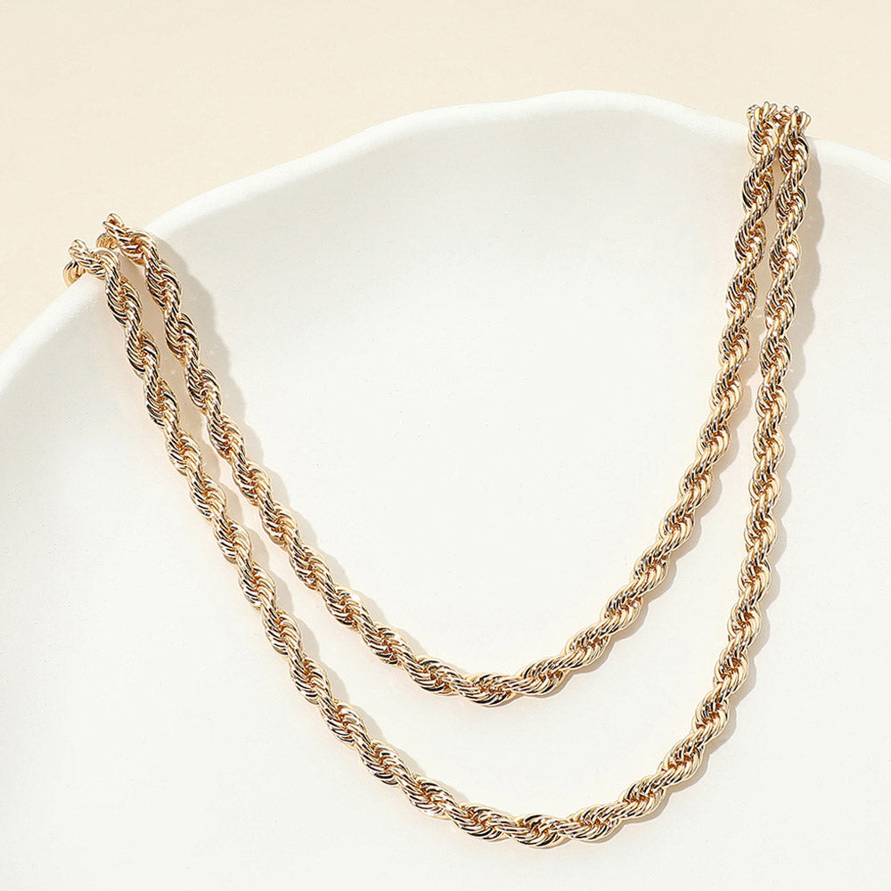 Madeline Love Gold Gold Dipped Double Layered Twisted Rope Chain Necklace