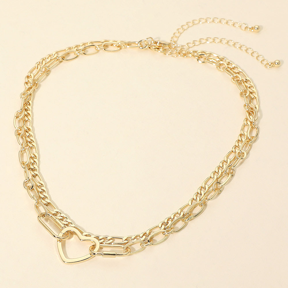 Madeline Love Gold Gold Dipped Heart Accent Figaro Chain Necklaces