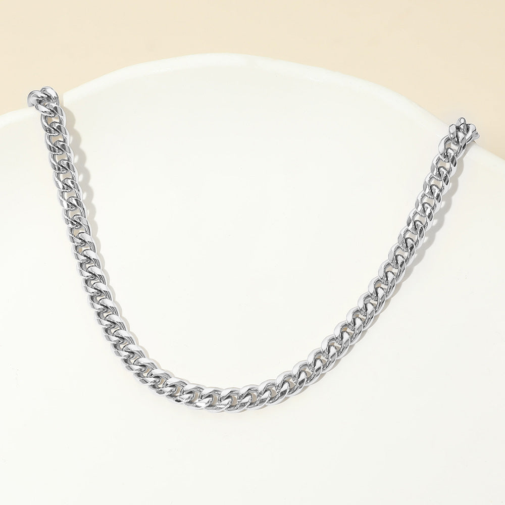Madeline Love Silver Stainless Steel Cuban Chain Necklace