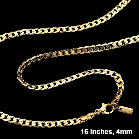 Madeline Love Gold 17 INCH, Stainless Steel Cuban Chain Necklace - Necklaces