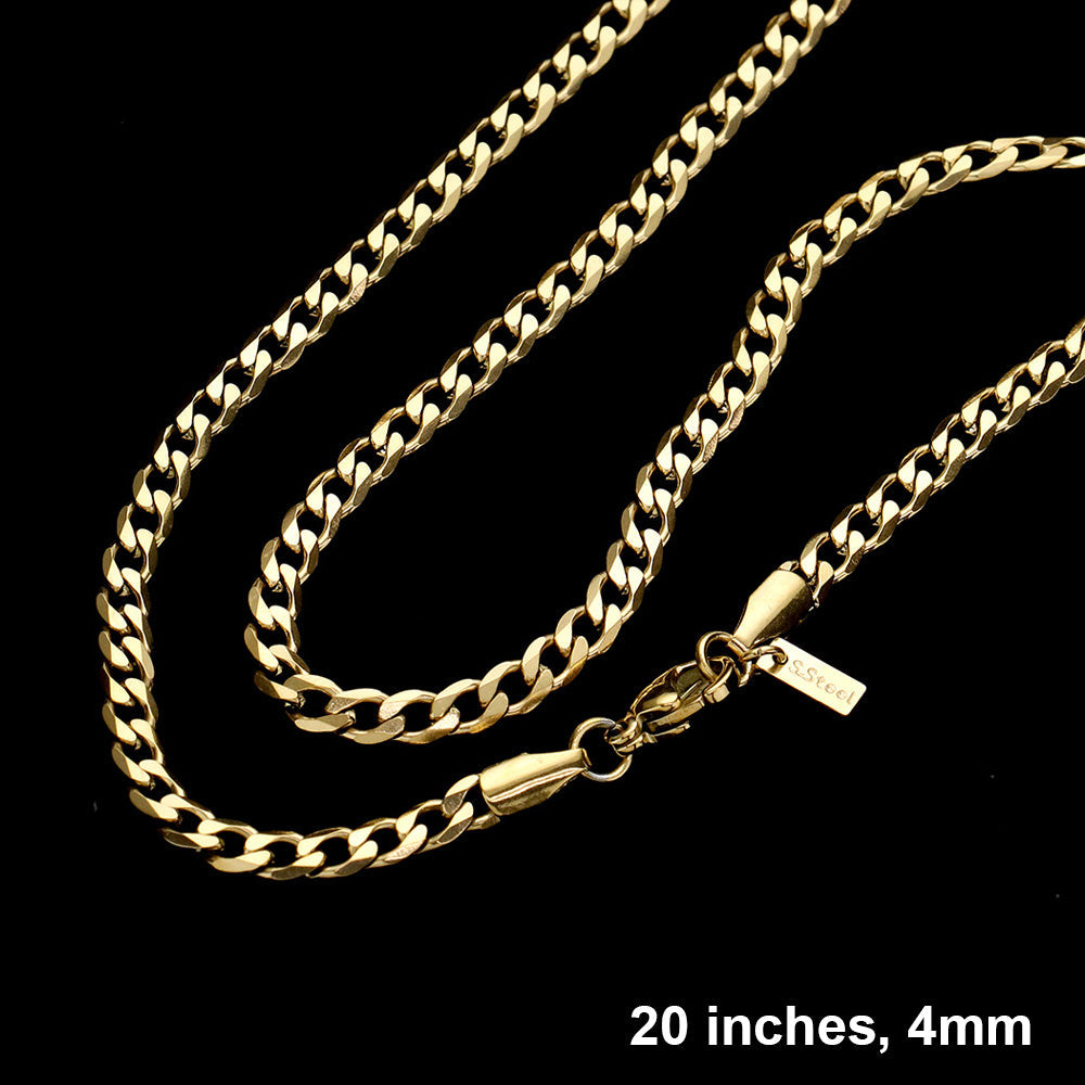 Madeline Love Gold 20 INCH, 4mm Stainless Steel Diamond Cut Cuban Chain Necklace - Necklaces