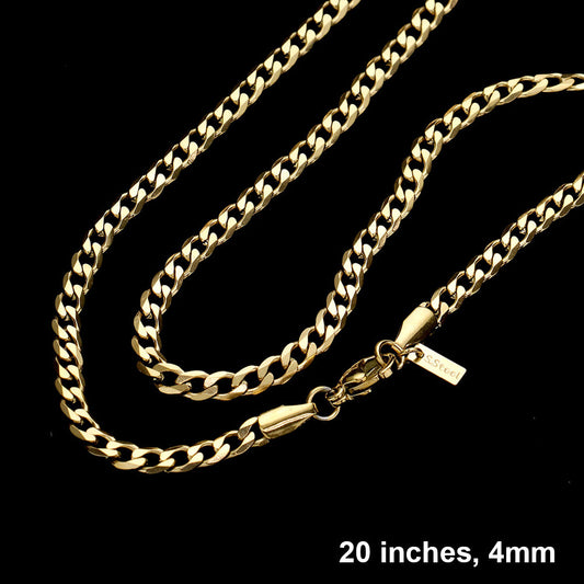 Madeline Love Gold 20 INCH, 4mm Stainless Steel Diamond Cut Cuban Chain Necklace - Necklaces