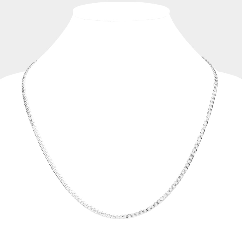 Madeline Love Rhodium 20 INCH, 4mm Stainless Steel Diamond Cut Cuban Chain Necklace - Necklaces - desc