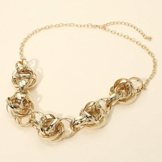 Madeline Love Gold Abstract Textured Metal Interlocking Ball Link Necklace - Necklaces