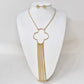 Madeline Love Gold Open Quatrefoil Fringe Tassel Accent Statement Necklace - Necklaces - extra