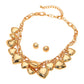 Madeline Love Gold Chunky Puffy Metal Heart Charm Embellished Necklace - Necklaces - extra